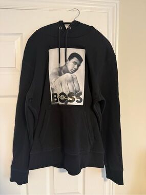 Boss Black Hoodie with Black & White Front Photo Graphic